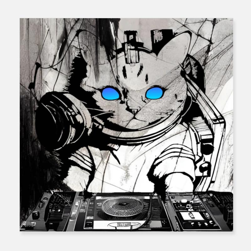 Cats DJ Artwork Poster 8" x 8" (20x20 cm)