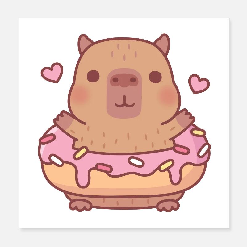 Süßes Capybara mit Donut Poster 20x20 cm