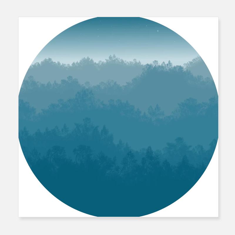 Paysage en bleu Poster 20 x 20 cm