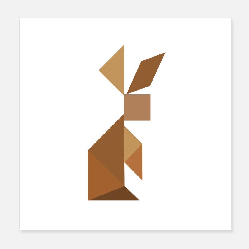 Rabbit - Tangram Poster 8" x 8" (20x20 cm)