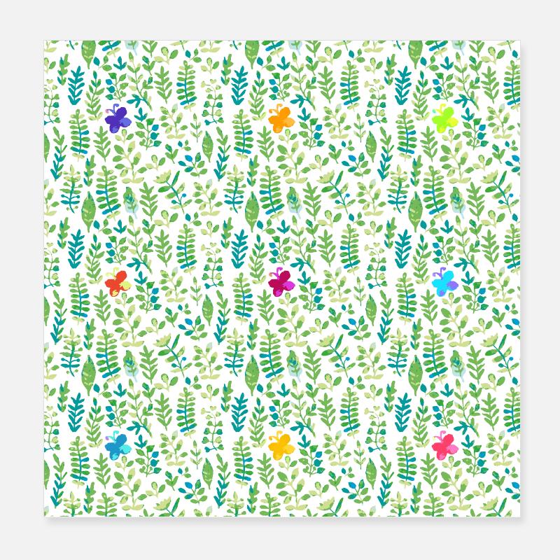 Wiese und Schmetterlinge Poster 20x20 cm