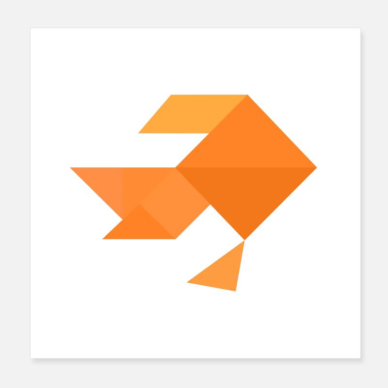 Poisson rouge - Tangram Poster 20 x 20 cm