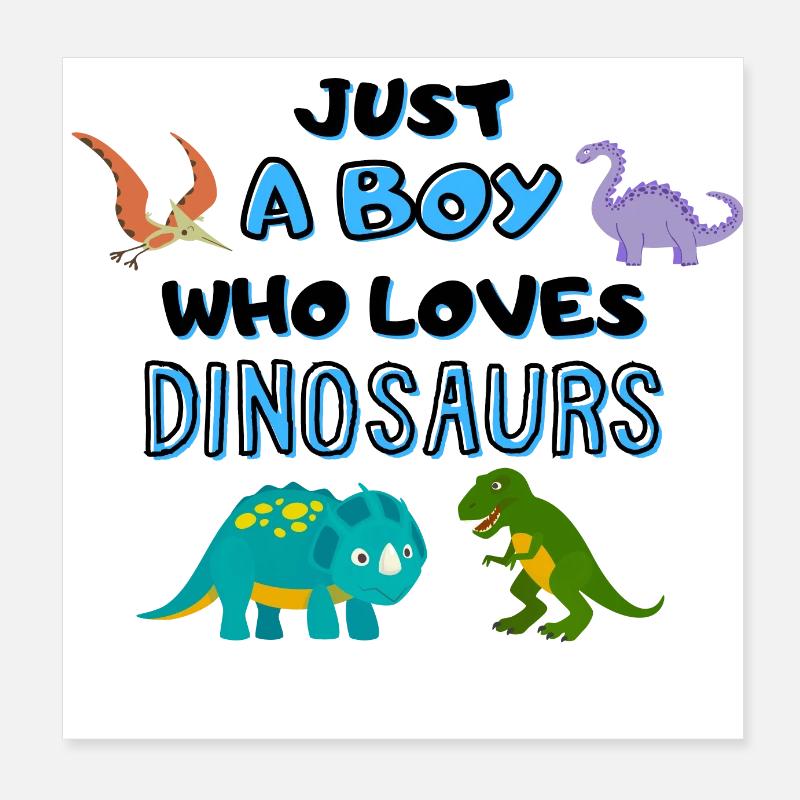 Just A Boy Who Loves Dinosaurs Poster 8" x 8" (20x20 cm)