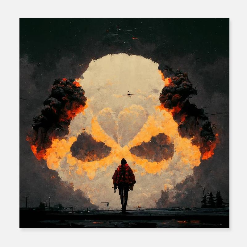 Cranio di esplosione Poster 20x20 cm