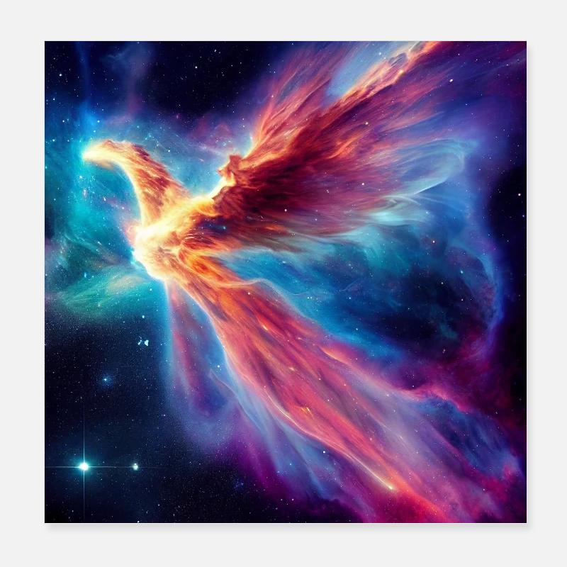 Phoenix in space Poster 8" x 8" (20x20 cm)