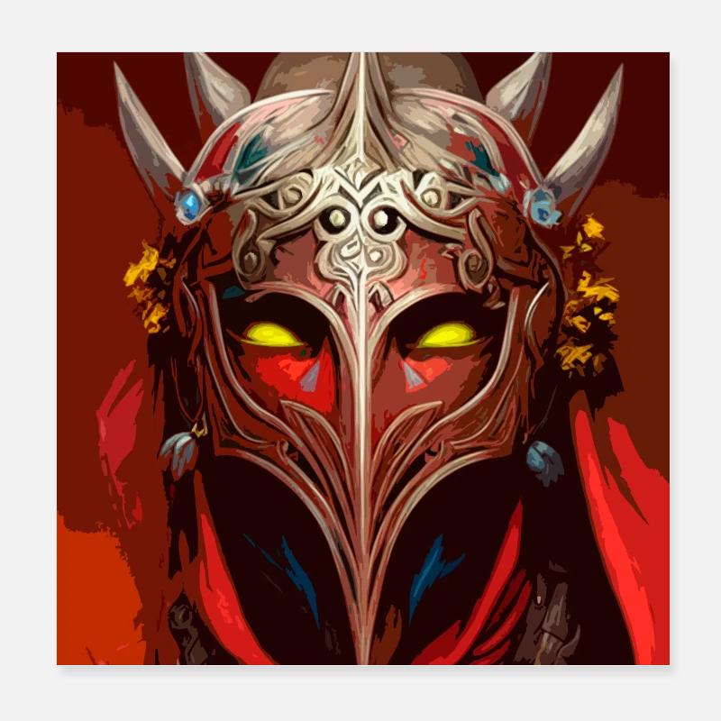 Medieval warrior mask, epic Poster 8" x 8" (20x20 cm)