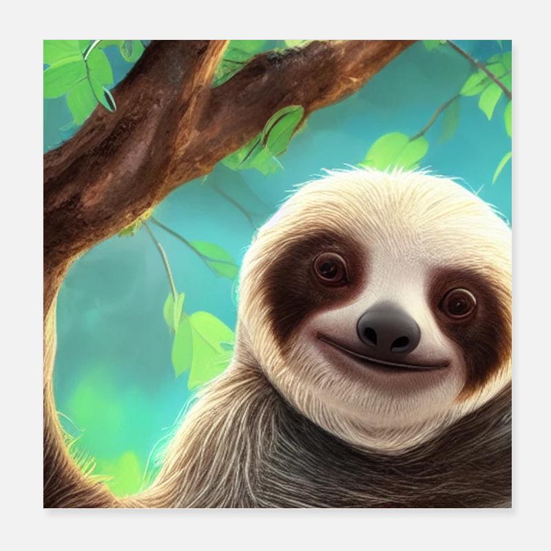 Affiche de paresseux mignon Poster 20 x 20 cm