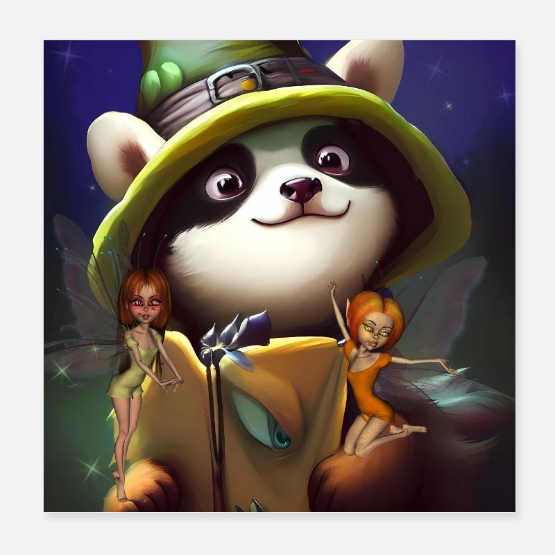 Süßer Panda mit kleinen Feen Poster 20x20 cm