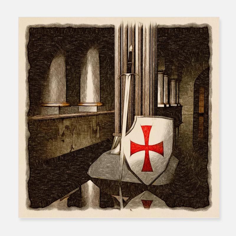 Knights Templar Poster 8" x 8" (20x20 cm)