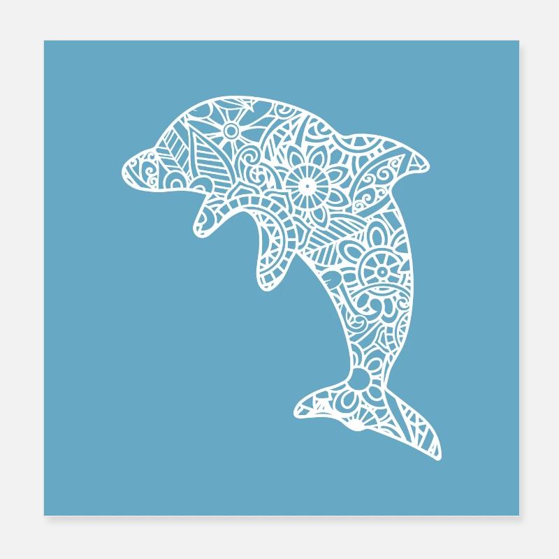Affiche Dauphin Mandala Dauphin Dauphin Dauphin Poster 20 x 20 cm