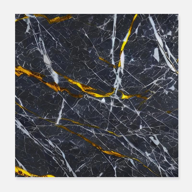 Marmor Schwarz Gold Textur Poster 20x20 cm