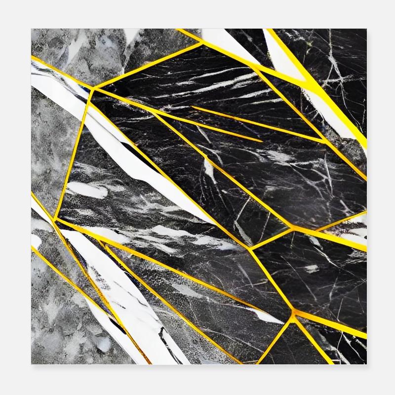 Marbre Or Noir Faux Poster 20 x 20 cm
