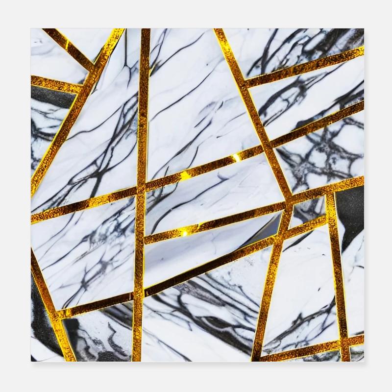 Marble White Gold Poster 8" x 8" (20x20 cm)