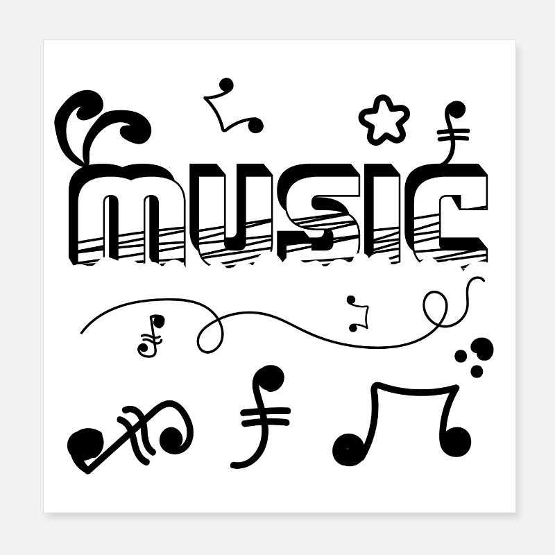 Music word text art - Graffiti and doodle style Poster 8" x 8" (20x20 cm)