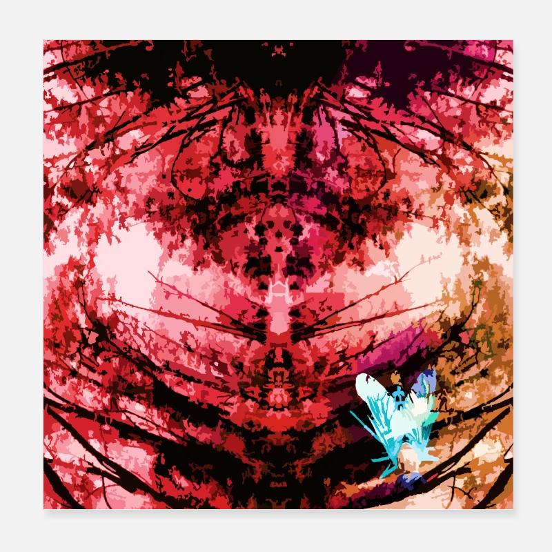 Forêt Rouge Manala - Poster 20 x 20 cm - blanc