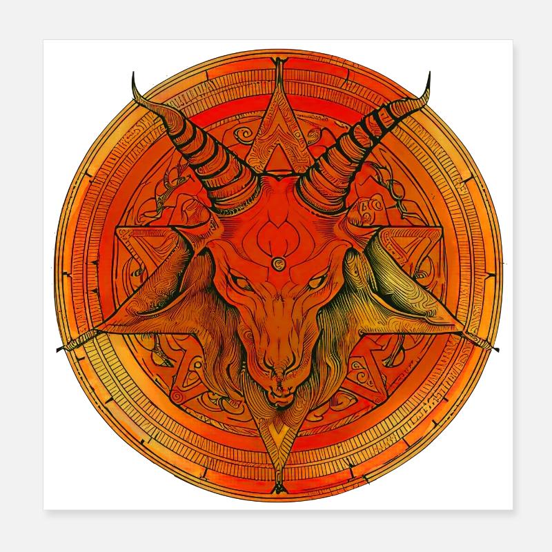 Pentagramm von einem Kopf aus Baphomet überragt Poster 20x20 cm