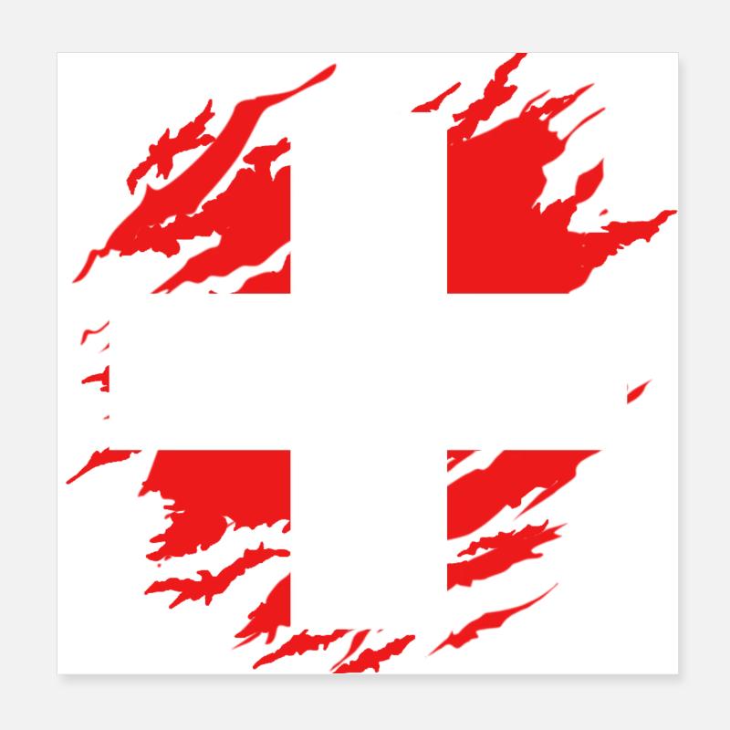 Schweizer Flagge unter Zerrissen Poster 20x20 cm