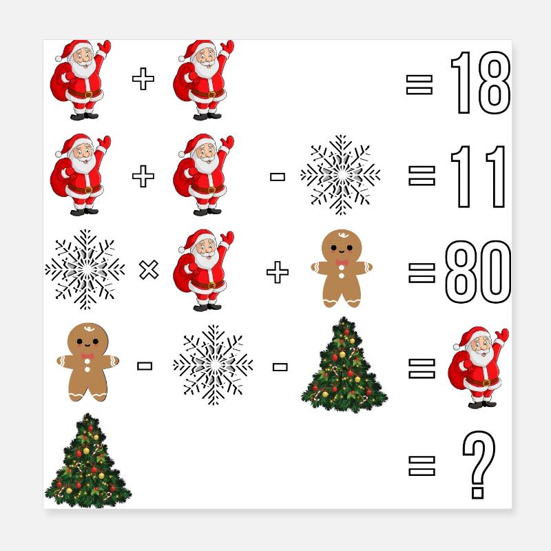 Quiz de Noël Père Noël flocon de neige Poster 20 x 20 cm