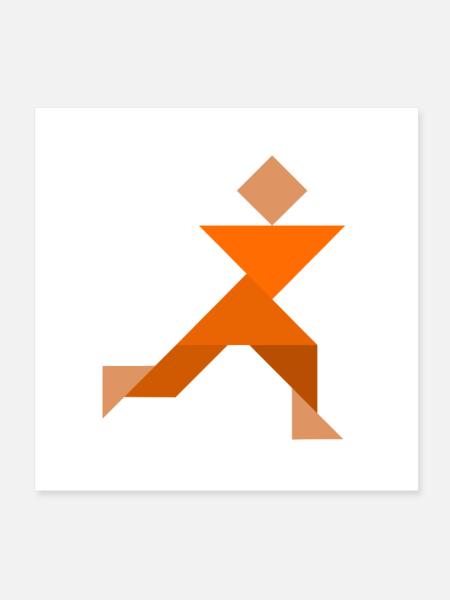 Sprinter - Tangram - Poster 20x20 cm - Weiß