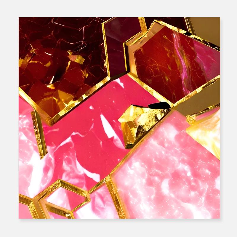 Texture d’or rose marbre Poster 20 x 20 cm