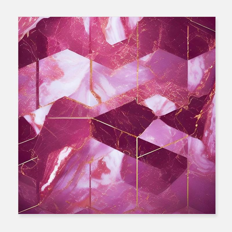 Rosarot Gold Marmor Textur Geometrisch Poster 20x20 cm