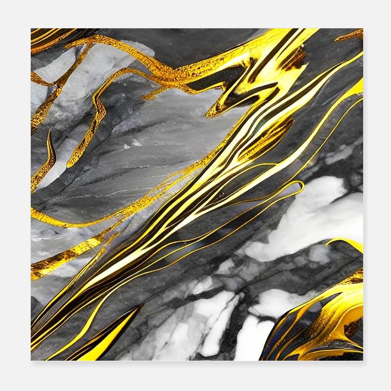 Marble Black Gold Texture Poster 8" x 8" (20x20 cm)
