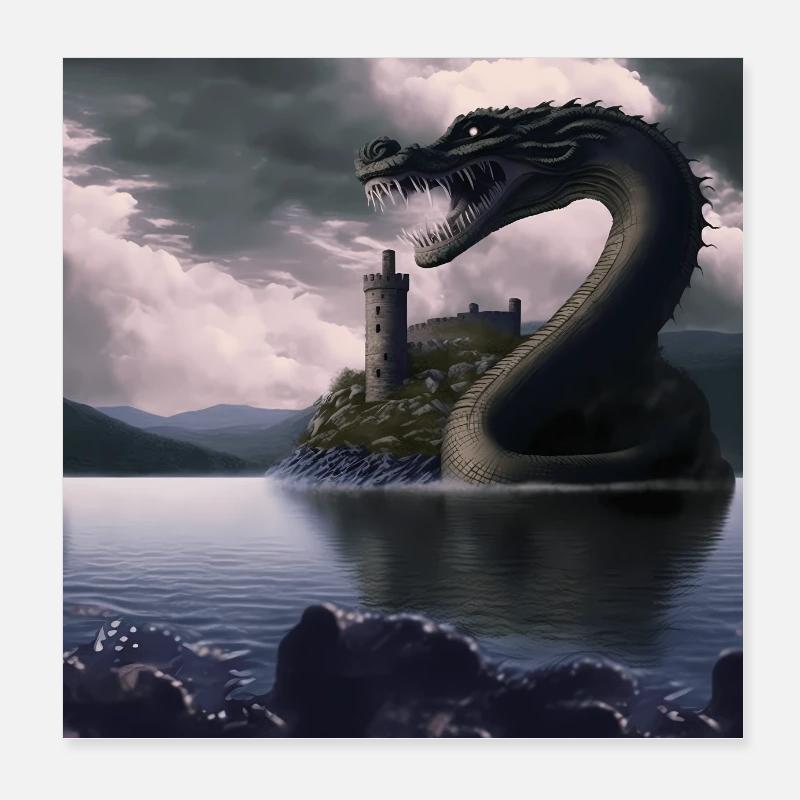 The Loch Ness Monster Version 2 Poster 8" x 8" (20x20 cm)