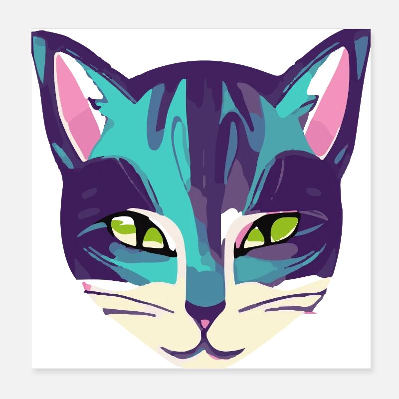 Illustration eines Katzenporträts, Vektor Poster 20x20 cm