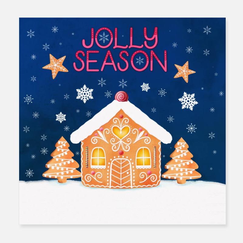 Merry Christmas with gingerbread and biscuits Poster 8" x 8" (20x20 cm)