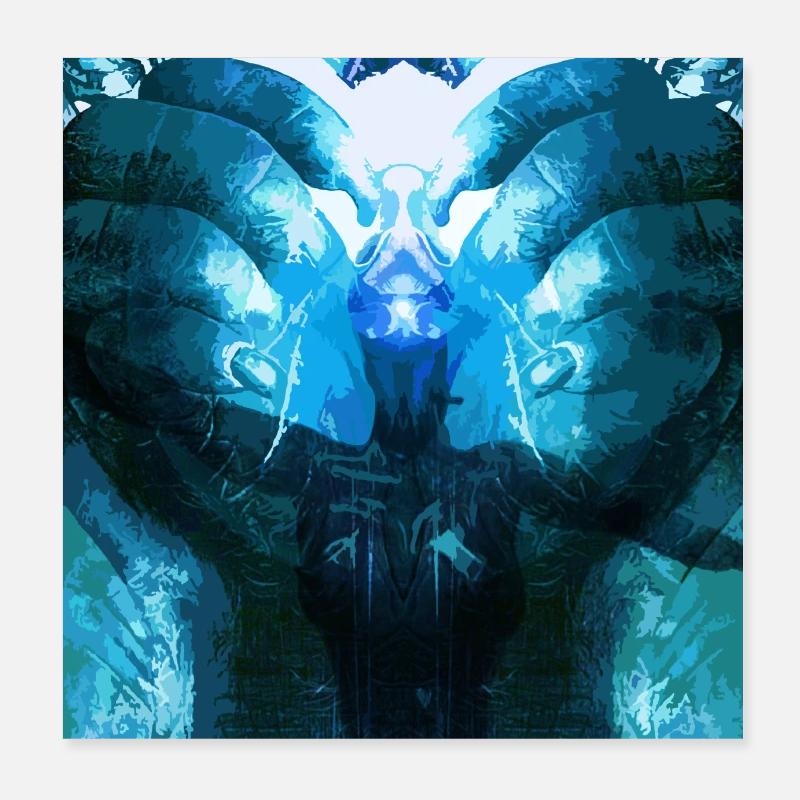 Créature réfléchissante d’un bleu profond Poster 20 x 20 cm