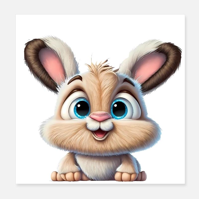 Lapin heureux Poster 20 x 20 cm