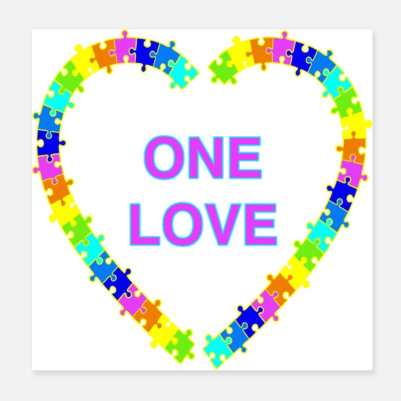 One Love Regenbogen Poster 20x20 cm