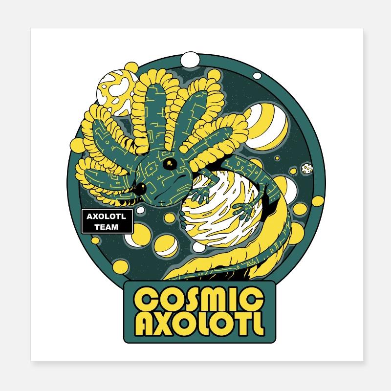 Kosmischer Axolotl Poster 20x20 cm