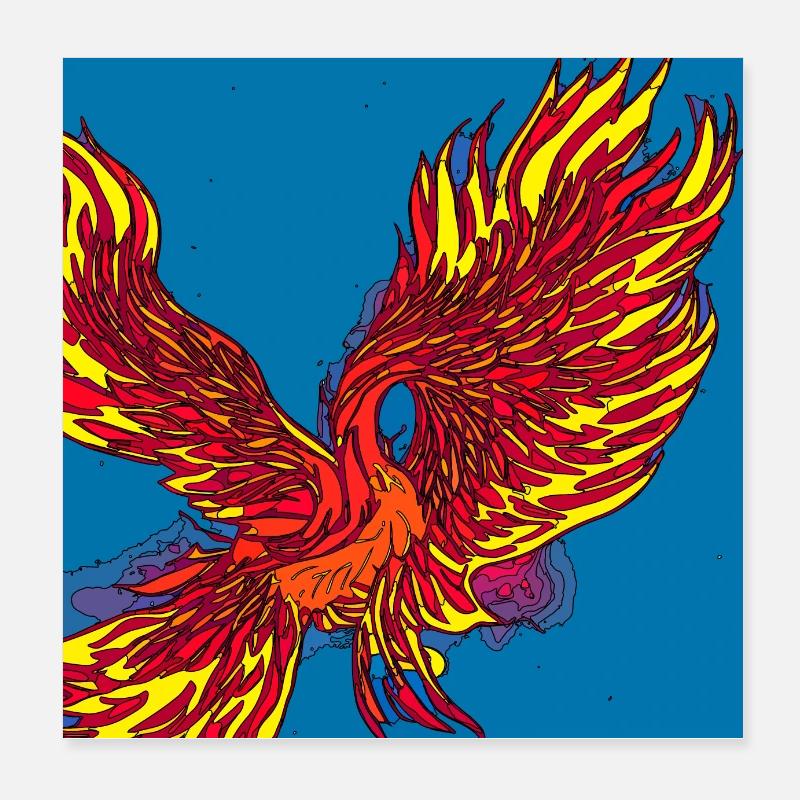 Illustration of a phoenix, vector style Poster 8" x 8" (20x20 cm)