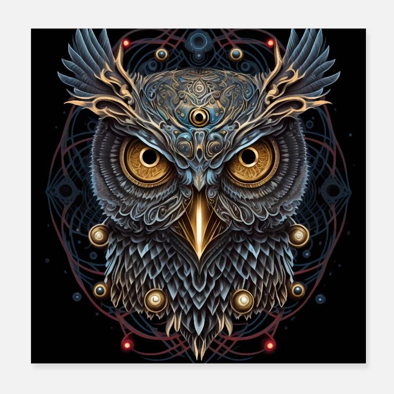 Dark Fantasy Owl Version 2 Poster 8" x 8" (20x20 cm)