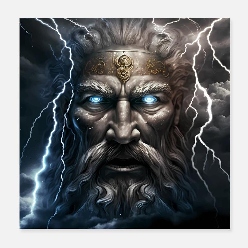 Potrait von Zeus - Poster 20x20 cm - Weiß