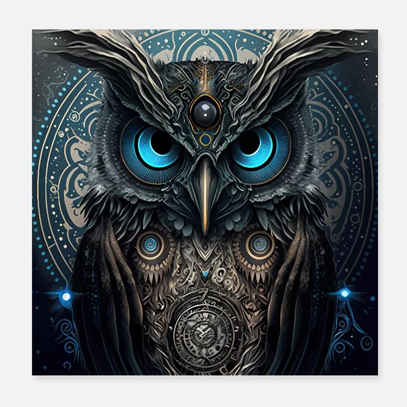 Dunkle Fantasie Eule Version 3 Poster 20x20 cm