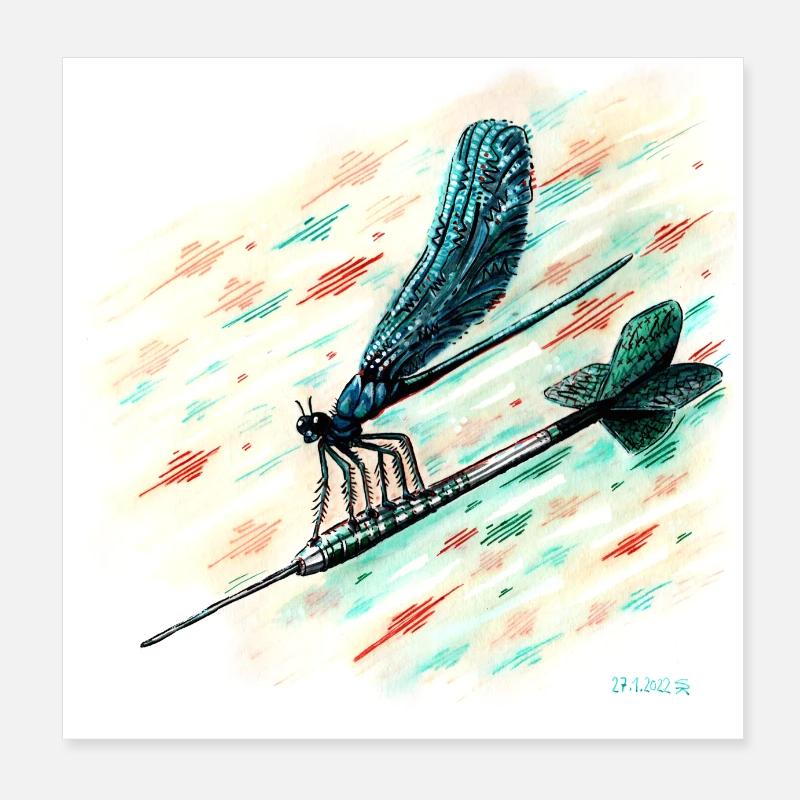 Dart Geschwindigkeit - Poster 20x20 cm - Weiß
