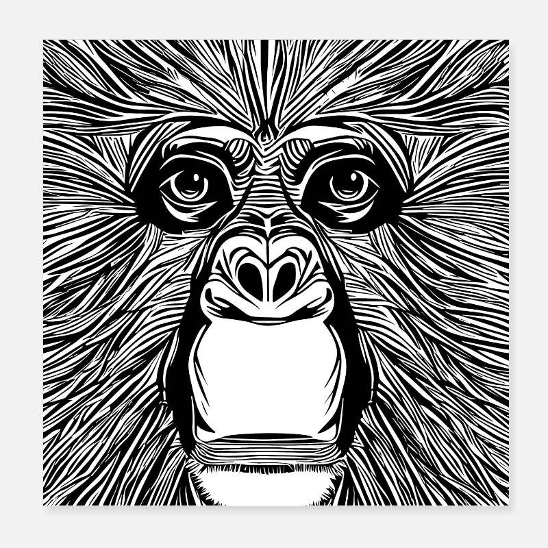 Illustration eines Porträts eines Schimpansen Poster 20x20 cm
