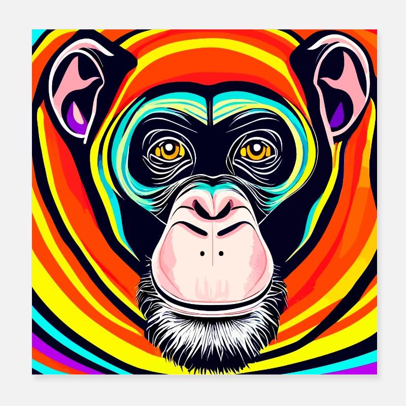 Illustration eines Porträts eines Schimpansen Poster 20x20 cm