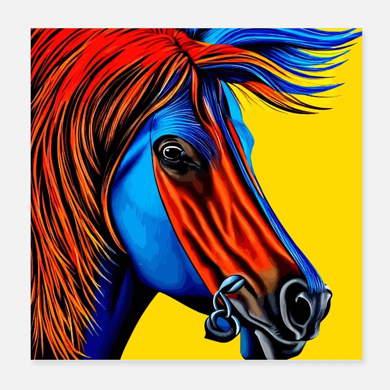 Illustration colorée d’un cheval Poster 20 x 20 cm