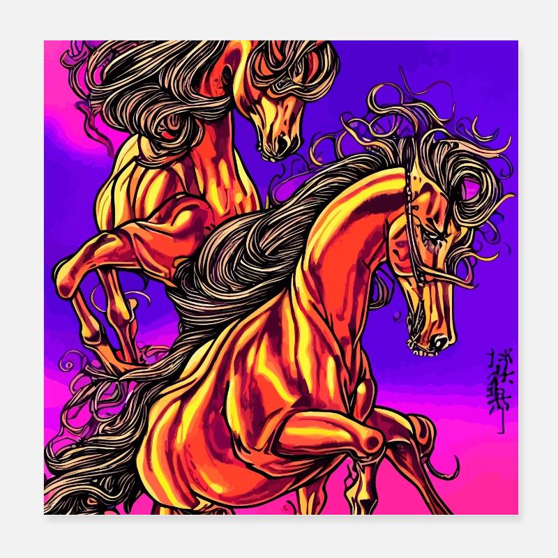 Abstrakte Darstellung eines Pferdes Poster 20x20 cm