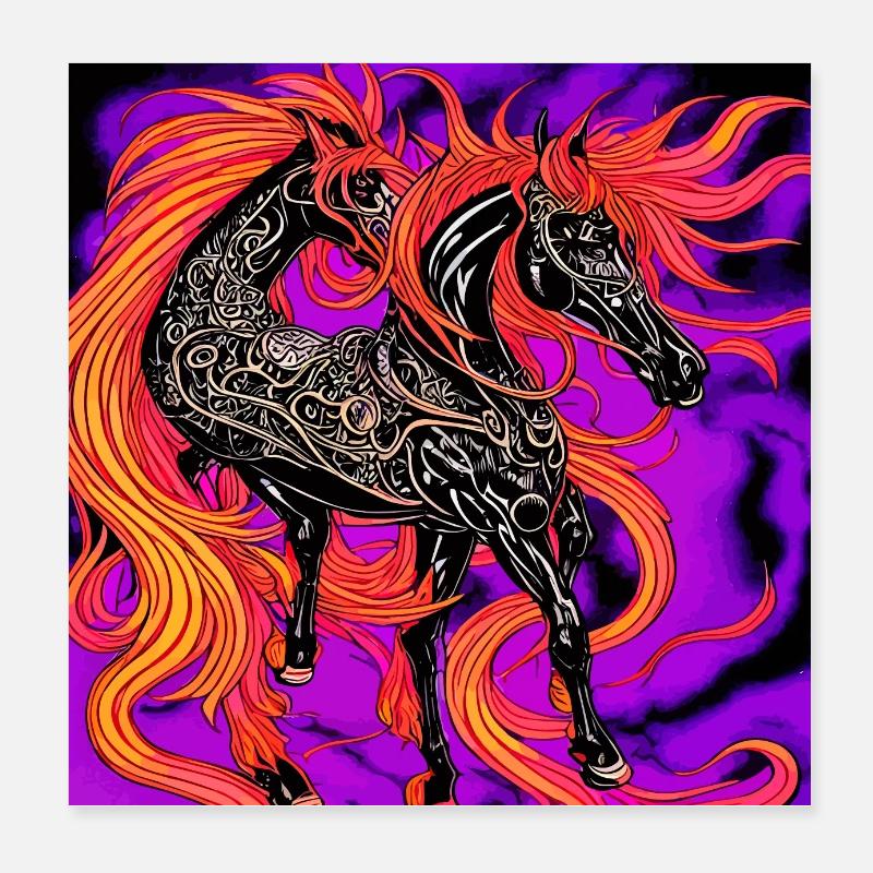 Illustration abstraite d’un cheval Poster 20 x 20 cm