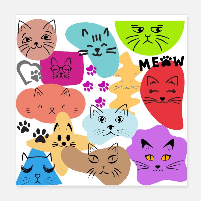 I Love Cats Textless Poster 8" x 8" (20x20 cm)