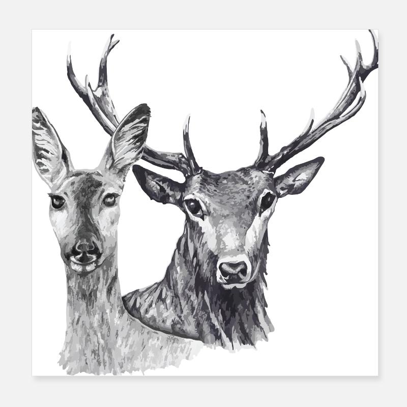 Hirsche und Rehe Poster 20x20 cm