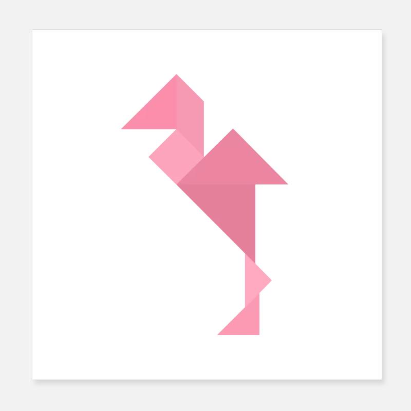 Flamant rose - Tangram Poster 20 x 20 cm