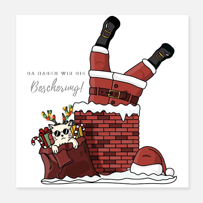 Noël - Dicton - Cadeaux - Chat Poster 20 x 20 cm