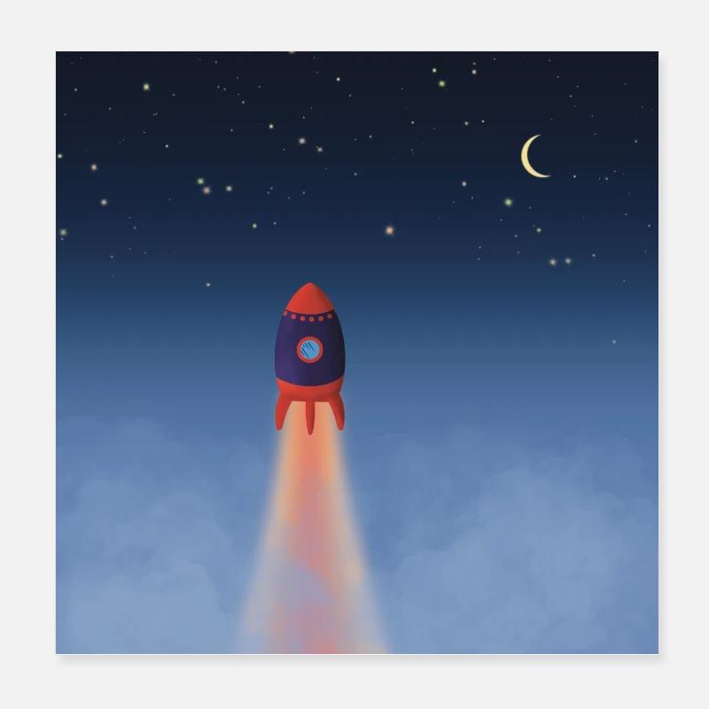 En route pour l’espace - Poster 20 x 20 cm - blanc