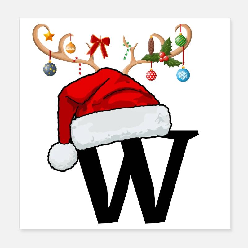 Lettre W bonnet de Noël Poster 20 x 20 cm
