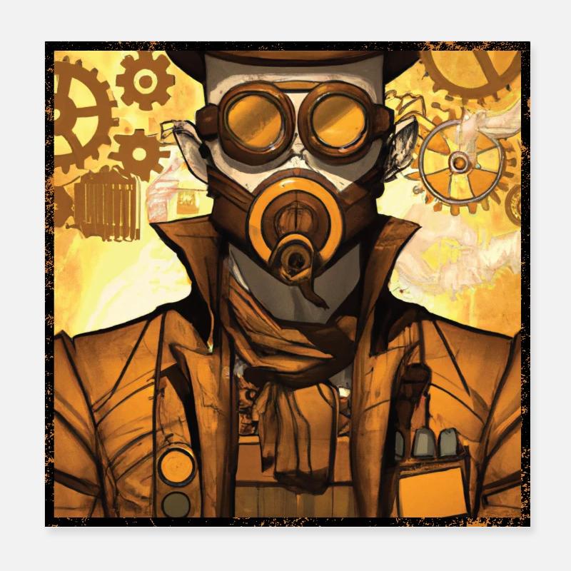 Steampunk Industrie Mechaniker eines Zeppelins Poster 20x20 cm